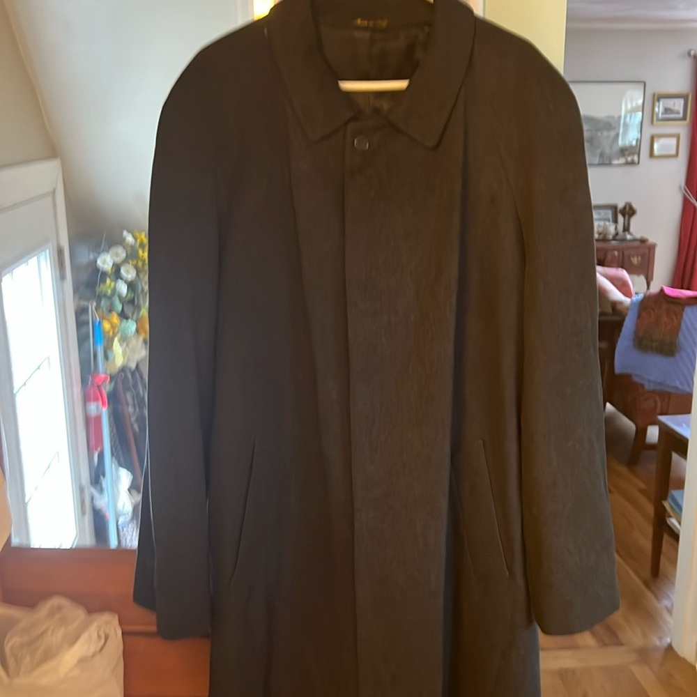 48 long, great condition 100% Cashmere, dark grey